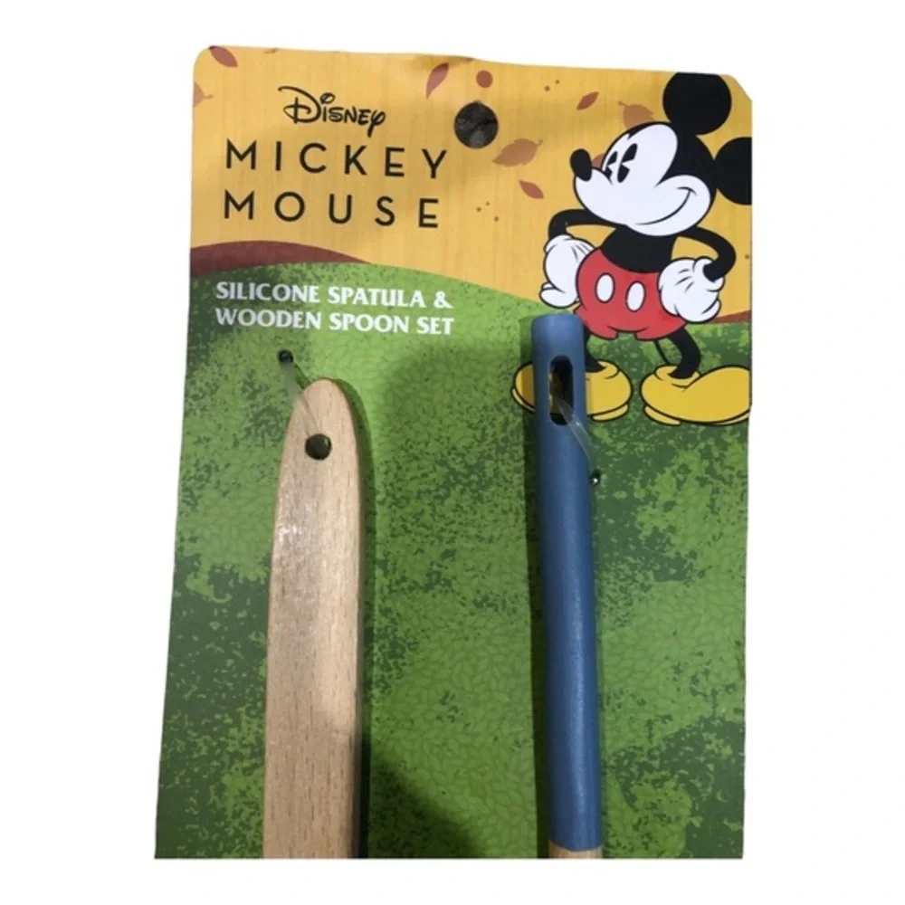 Disney Mickey Mouse 2piece spoon‎ spatula silicon & wood cooking and mixing set